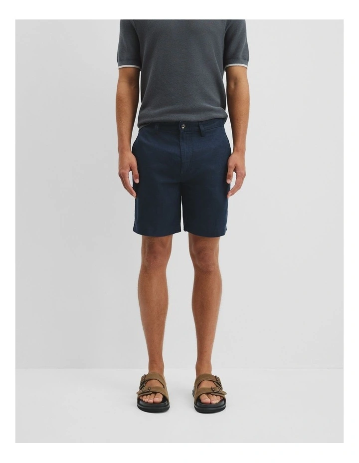 Organically Grown Linen Short in Navy image 2