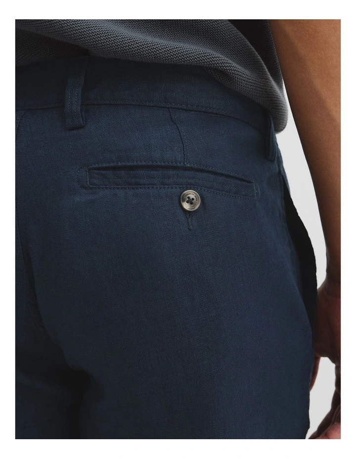 Organically Grown Linen Short in Navy image 3