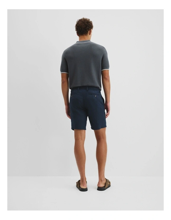 Organically Grown Linen Short in Navy image 4