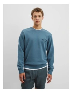 Australian Cotton Cr Logo Sweat in Ash Blue