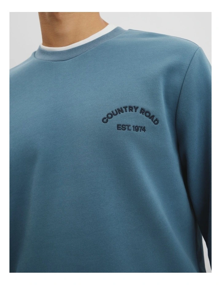 Australian Cotton Cr Logo Sweat in Ash Blue image 2
