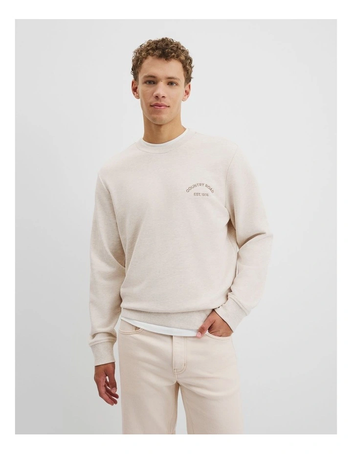 Australian Cotton Cr Logo Sweat in Cloud Marle image 1