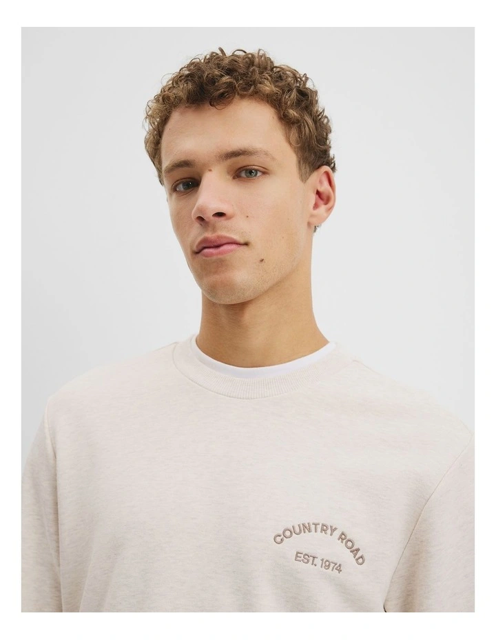 Australian Cotton Cr Logo Sweat in Cloud Marle image 2