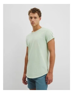 Australian Cotton Longline Garment Dye T-shirt in Mint