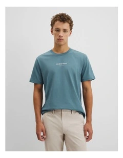 Australian Cotton Modern Logo T-shirt in Bluestone