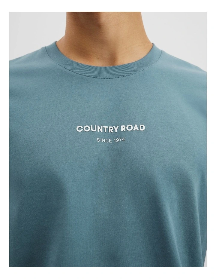 Australian Cotton Modern Logo T-shirt in Bluestone image 2