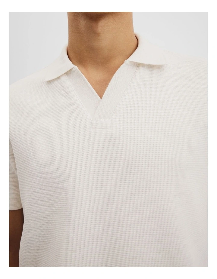 Australian Cotton Waffle Polo in Natural Melange image 2