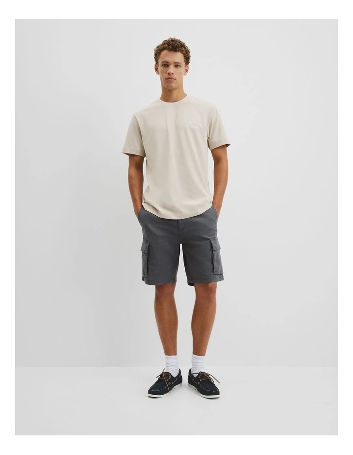 Australian Cotton Cr Logo Contrast Neck Tee in Bone image 3