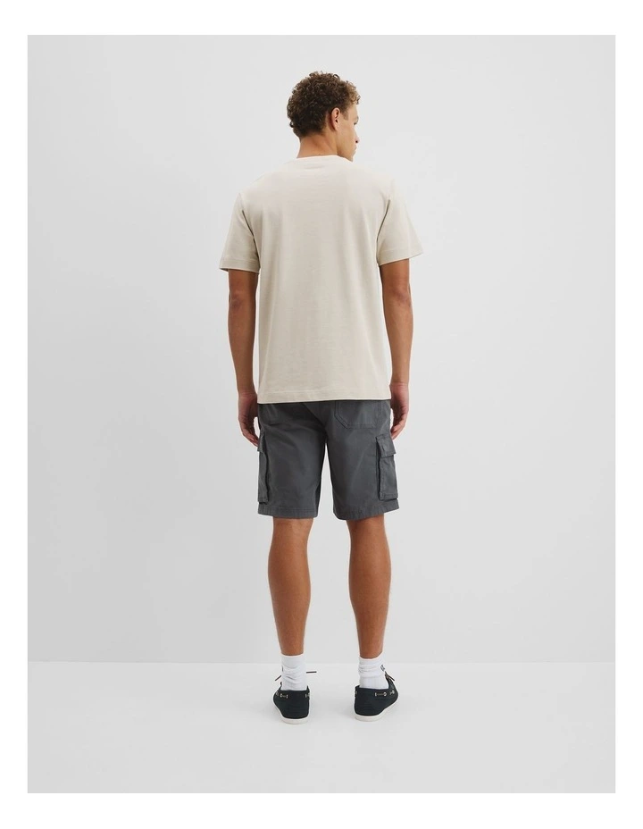 Australian Cotton Cr Logo Contrast Neck Tee in Bone image 4