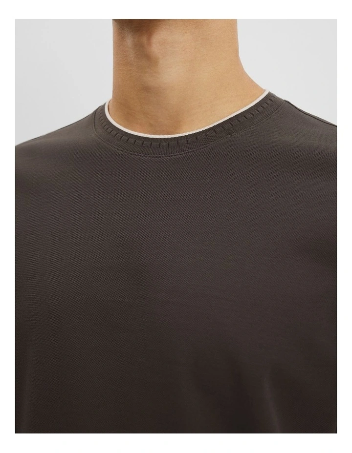 Tipped Mercerise Pique T-shirt in Charcoal image 2