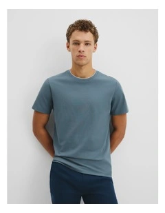 Tipped Mercerise Pique T-shirt in Bluestone