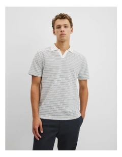 Australian Cotton Multi Strap Trophy Polo in White Multi