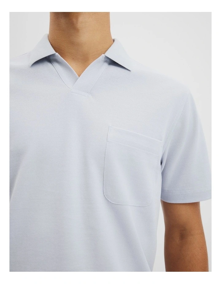 Australian Cotton Textured Strap Trophy Polo in Mist image 2