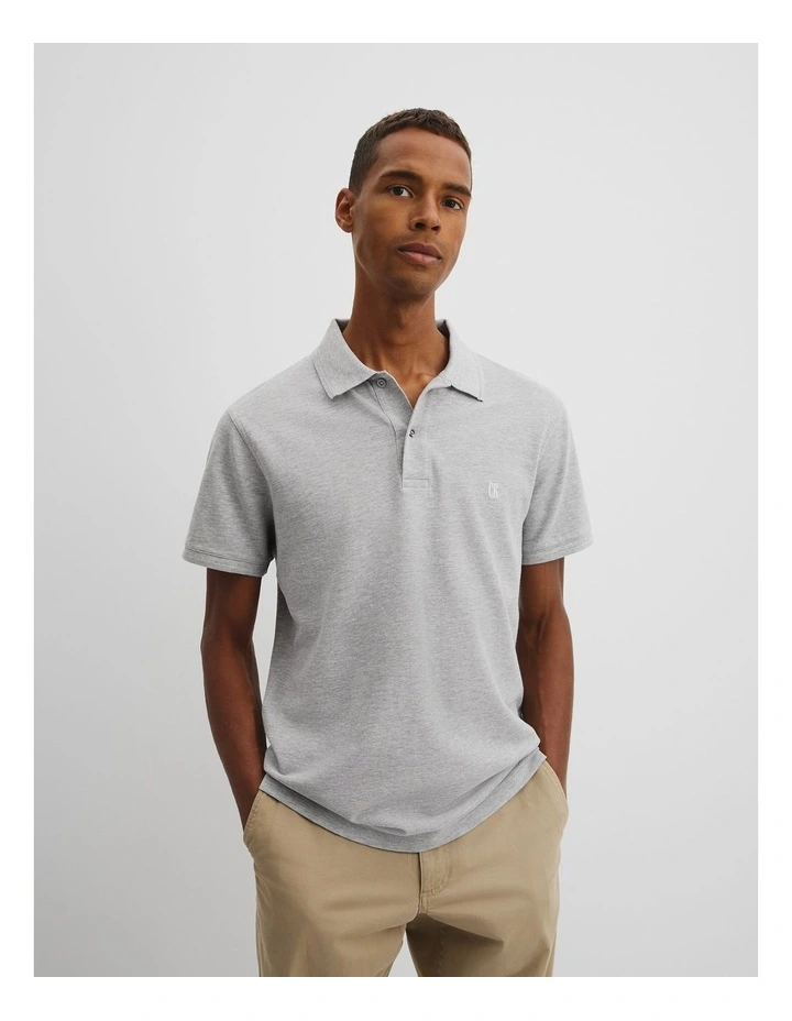 Australian Cotton Pique Polo in Light Grey Marle image 1