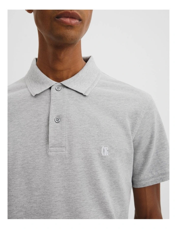Australian Cotton Pique Polo in Light Grey Marle image 2