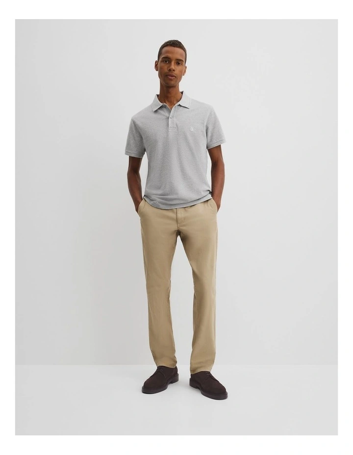 Australian Cotton Pique Polo in Light Grey Marle image 3