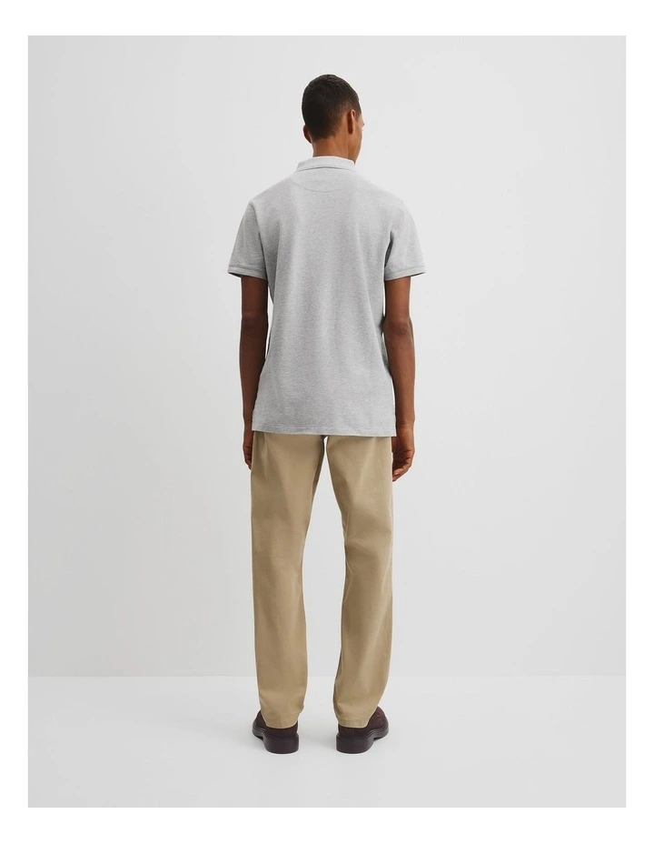 Australian Cotton Pique Polo in Light Grey Marle image 4