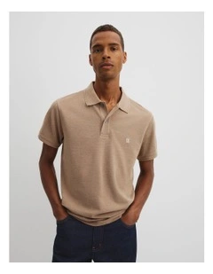 Australian Cotton Pique Polo in Taupe Melange