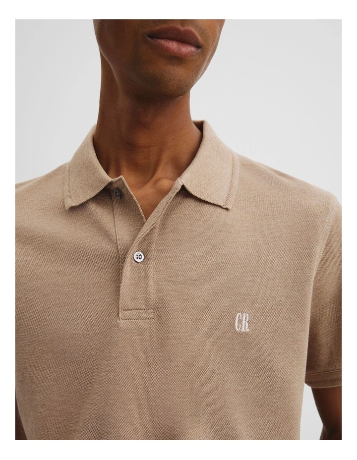 Australian Cotton Pique Polo in Taupe Melange image 2