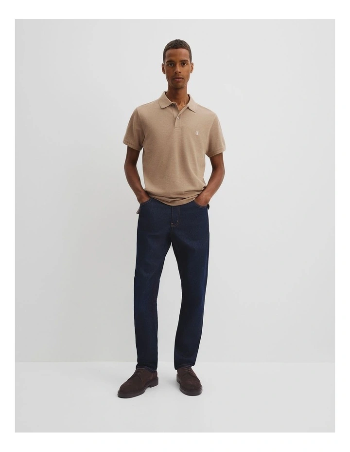 Australian Cotton Pique Polo in Taupe Melange image 3