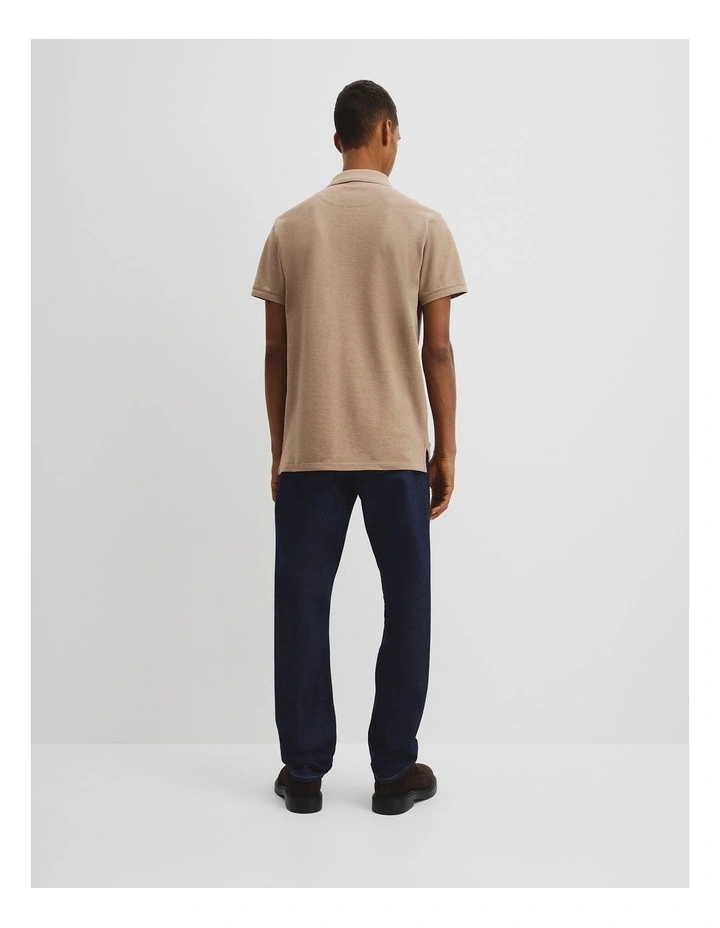 Australian Cotton Pique Polo in Taupe Melange image 4