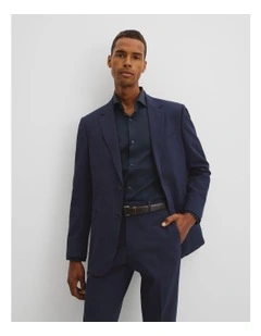 Seersucker Single Breasted Jacket in Navy