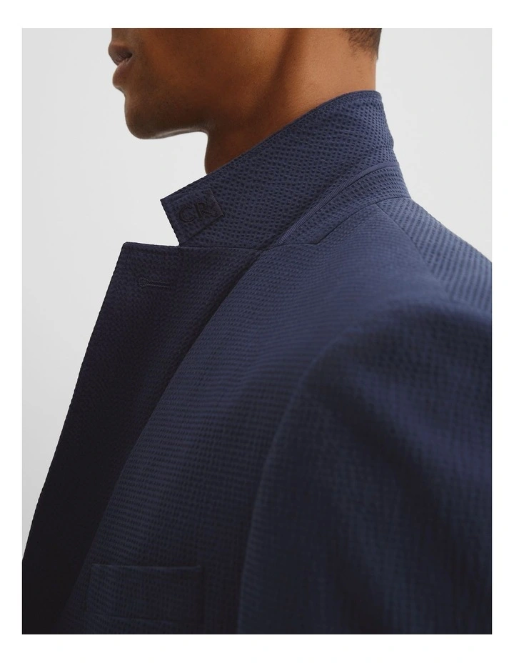 Seersucker Single Breasted Jacket in Navy image 2