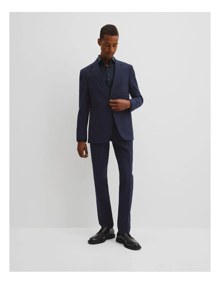 Seersucker Single Breasted Jacket in Navy image 3