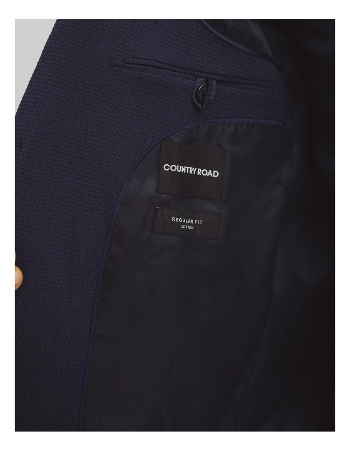 Seersucker Single Breasted Jacket in Navy image 5