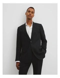 Linen Single Breasted Jacket in Black