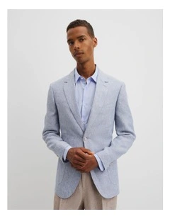 Regular Fit Linen Chambray Jacket in Chambray Blue