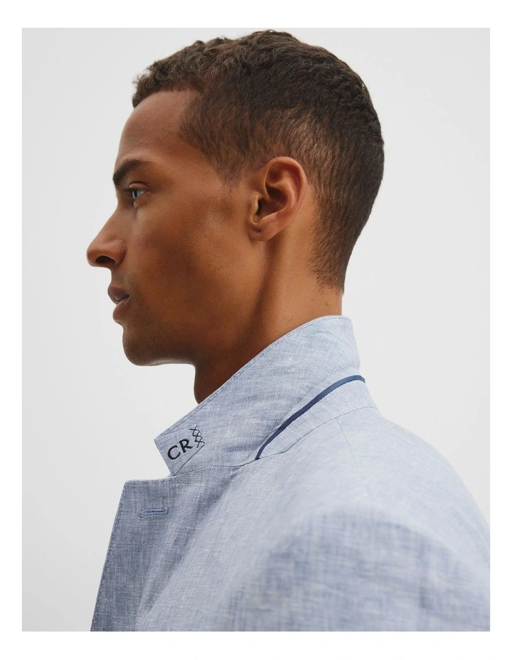 Regular Fit Linen Chambray Jacket in Chambray Blue image 3