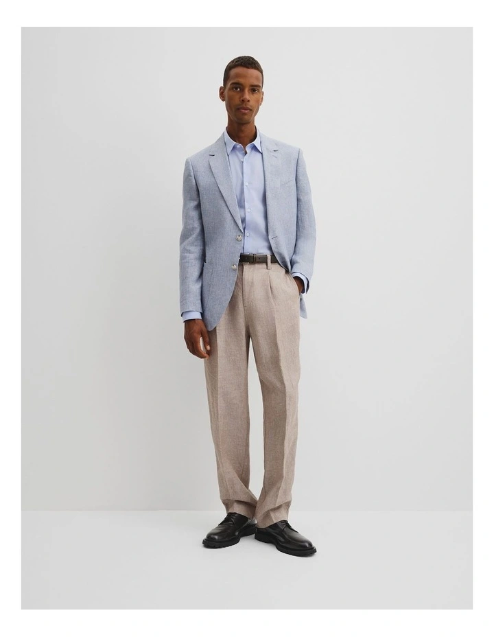 Regular Fit Linen Chambray Jacket in Chambray Blue image 4