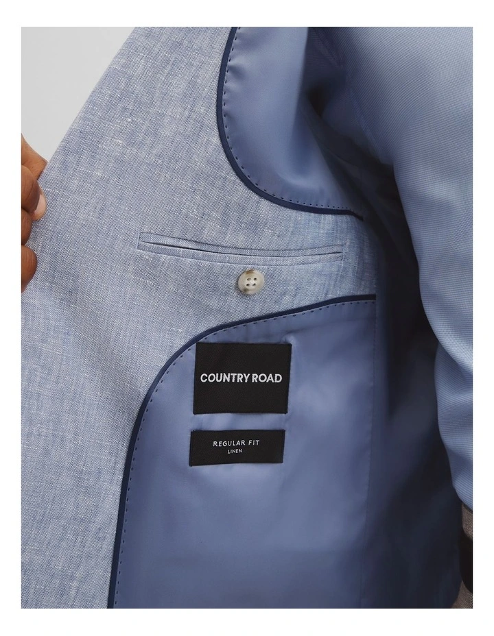 Regular Fit Linen Chambray Jacket in Chambray Blue image 6