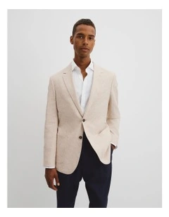 Cotton Flax Blazer in Beige