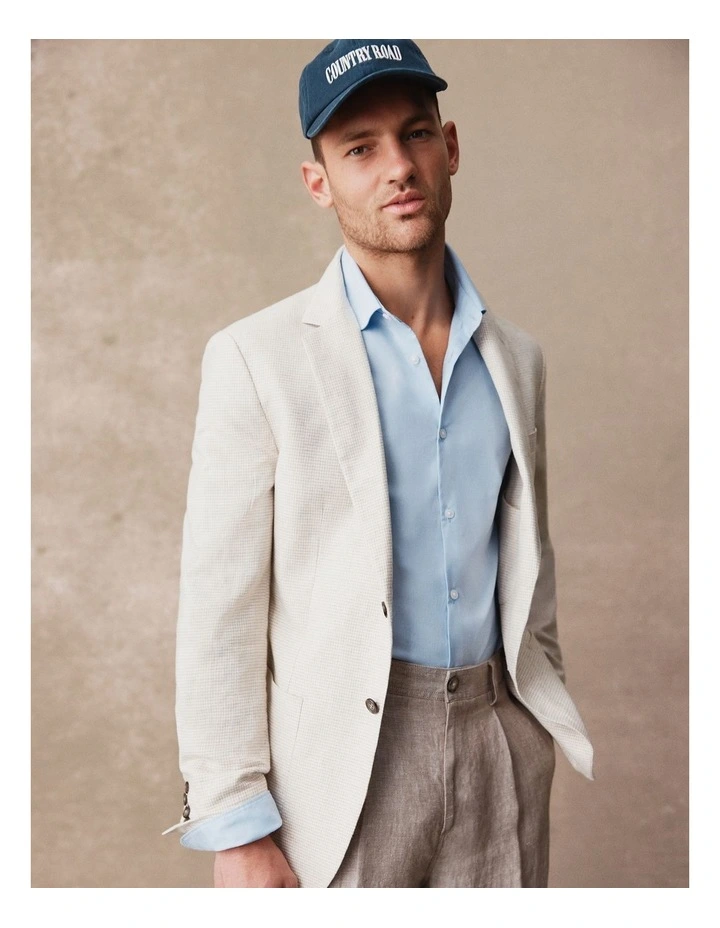 Cotton Flax Blazer in Beige image 2