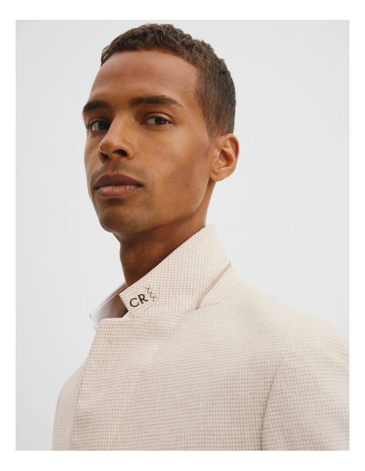 Cotton Flax Blazer in Beige image 3