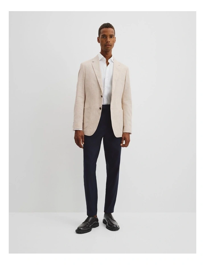Cotton Flax Blazer in Beige image 4