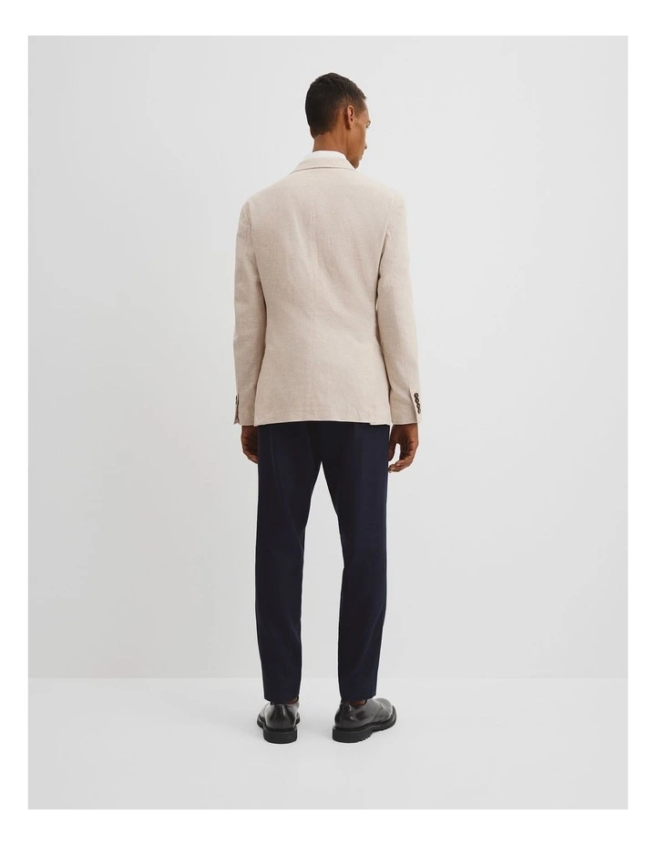 Cotton Flax Blazer in Beige image 5