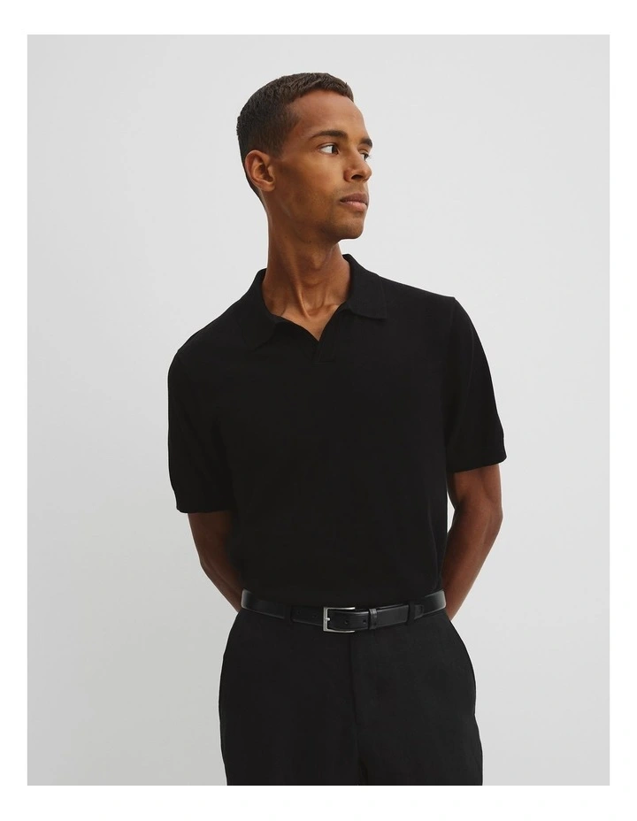Australian Cotton Blend Silk Trophy Polo in Black image 1