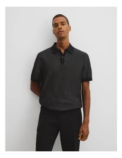 Short Sleeve Australian Cotton Knit Polo in Black
