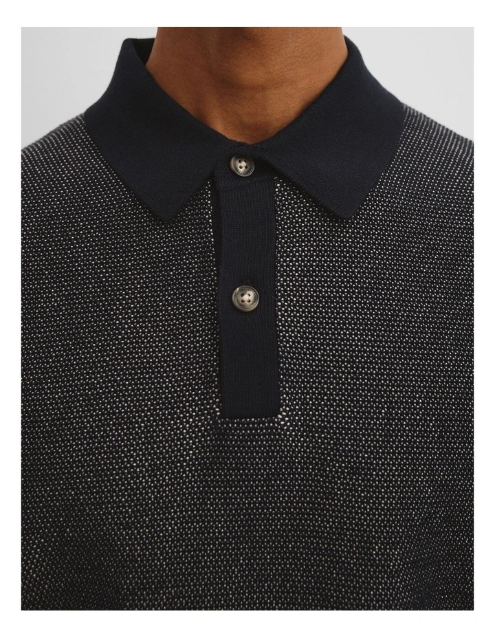 Short Sleeve Australian Cotton Knit Polo in Black image 2