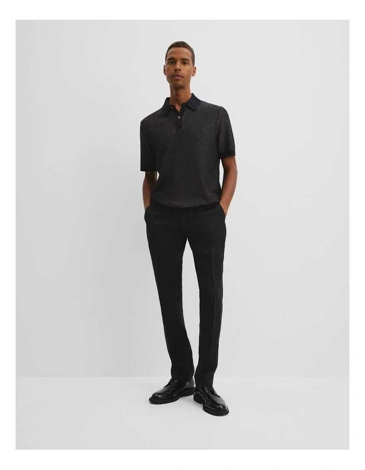 Short Sleeve Australian Cotton Knit Polo in Black image 3