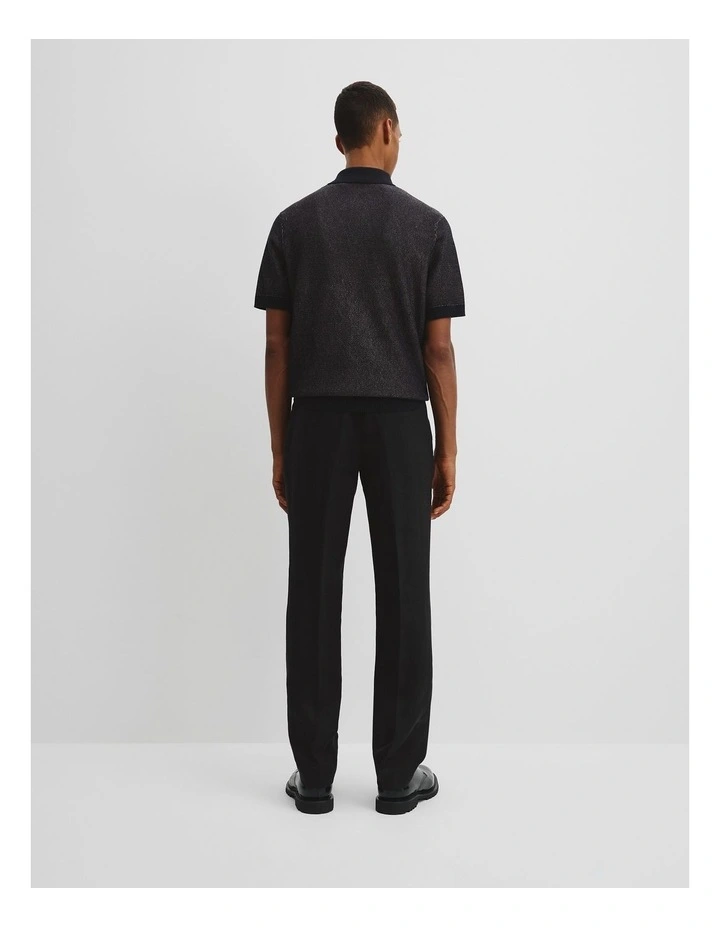 Short Sleeve Australian Cotton Knit Polo in Black image 4