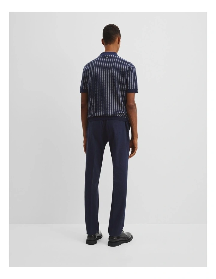 Organically Cotton Jacquard Stripe Polo in Navy Multi image 4