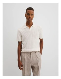 Australian Cotton Textured Tipped Knit in White
