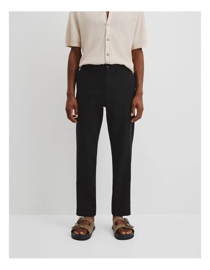 Linen Cotton Pant in Black image 2