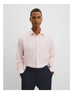 Regular Fit Gingham Travel Shirt in Soft Pink