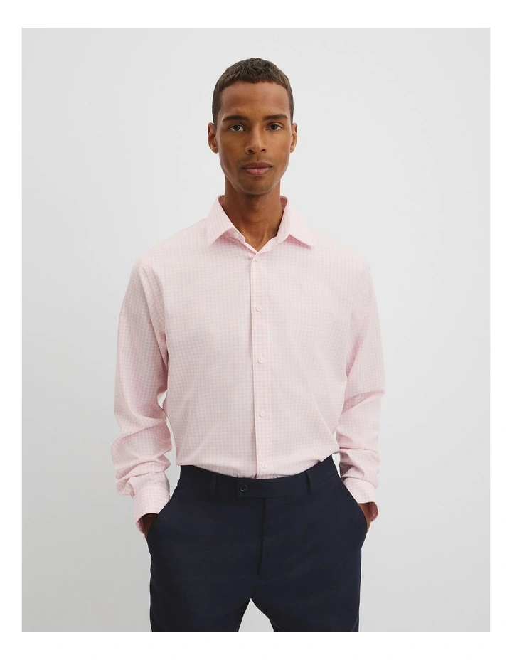 Regular Fit Gingham Travel Shirt in Soft Pink image 1