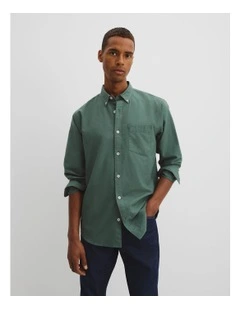 Regular Fit Australian Good Earth Cotton Oxford Shirt in Cypress
